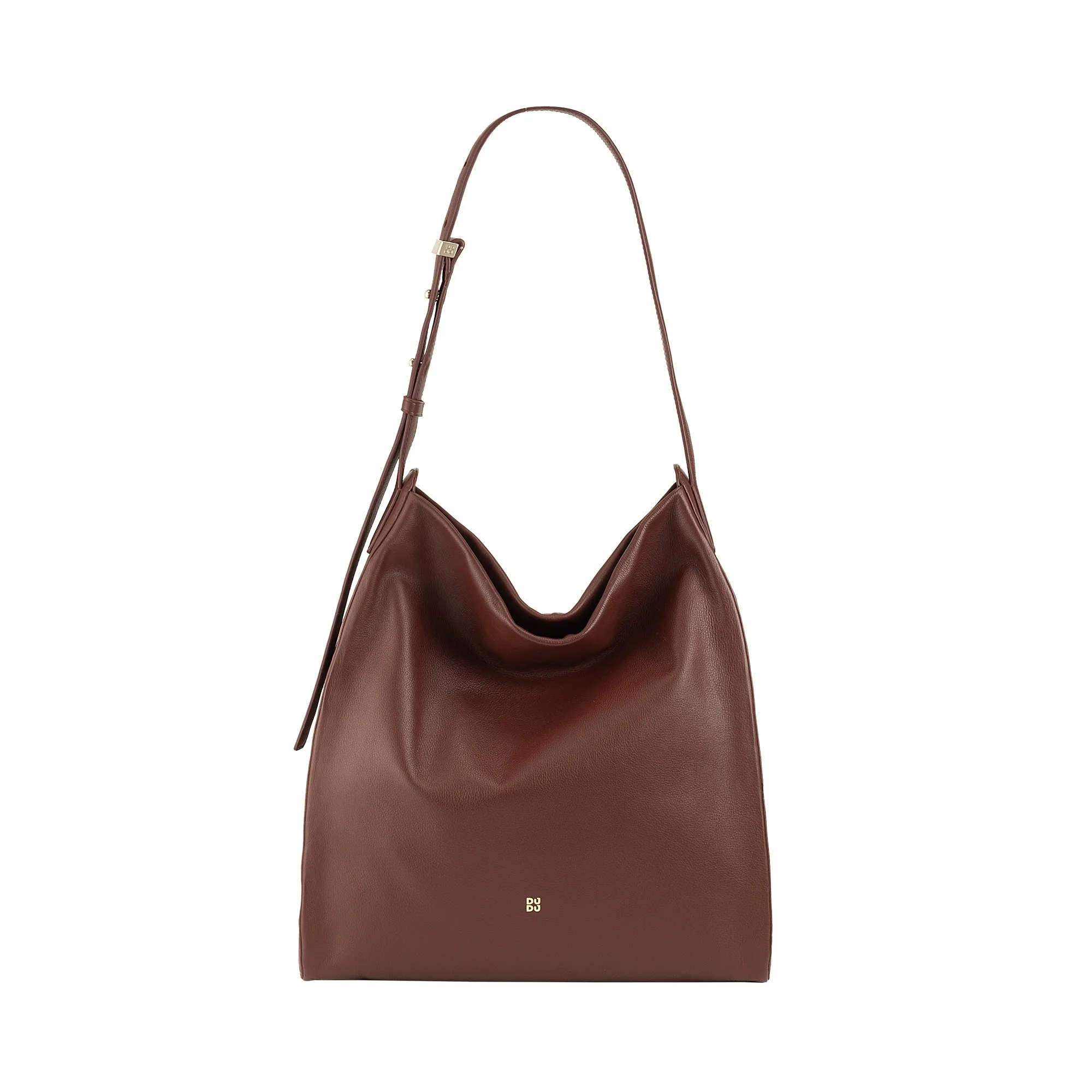 DUDU Women's Shoulder Bag trapezoidal in real leather, trapeze bag with adjustable shoulder strap - elegant, spacious free time, work, evening