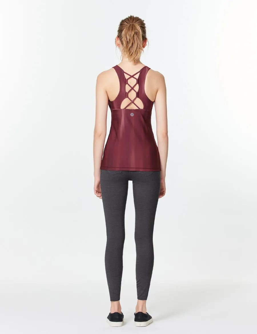 easyoga LA-VEDA Lattices Tank - FE3 Twilight Burgundy