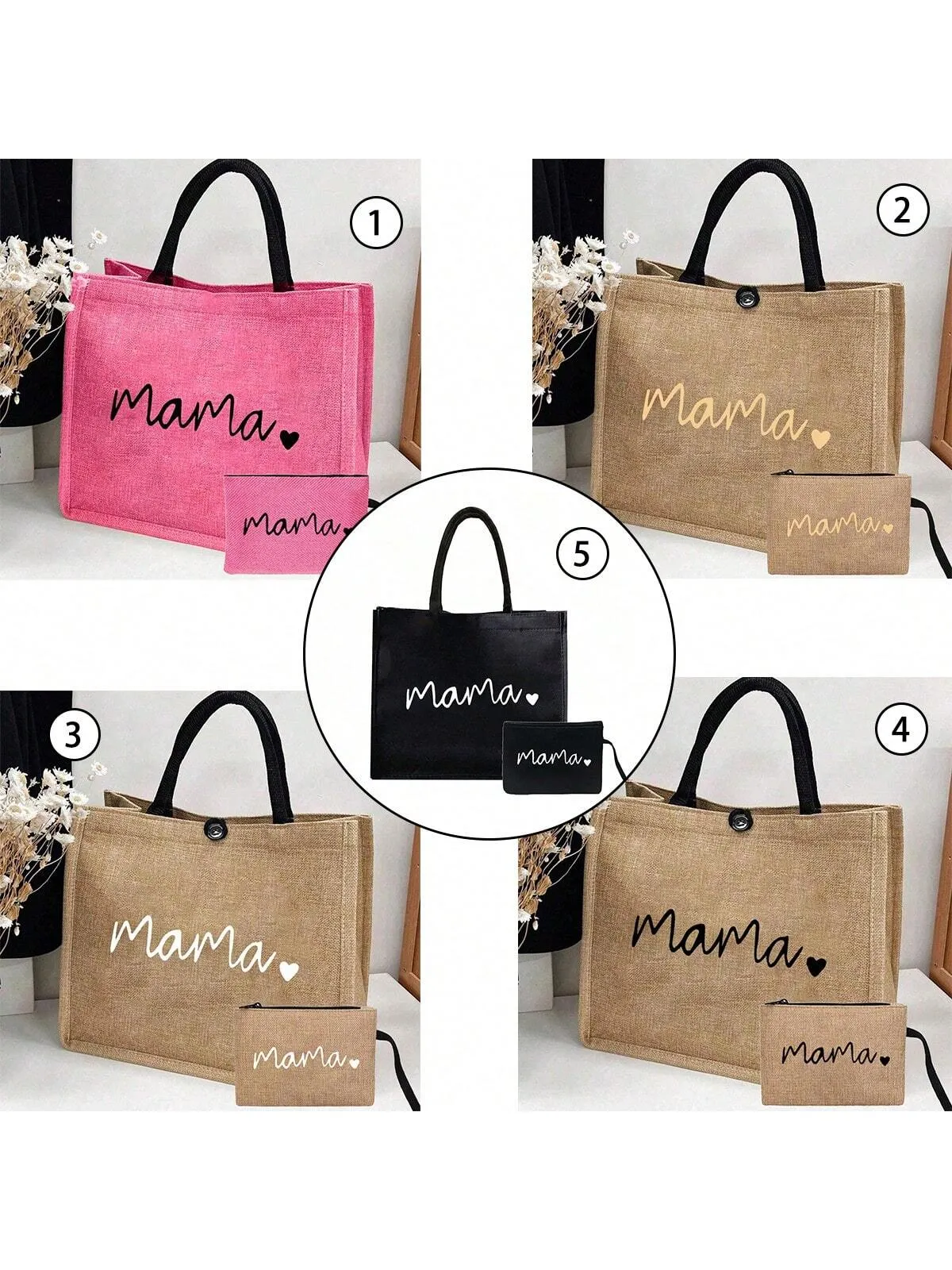 Embrace Love: Mama Letter-Printed Handbag Duo