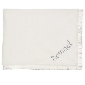 Embroidered Neutral Ivory Plush Blanket