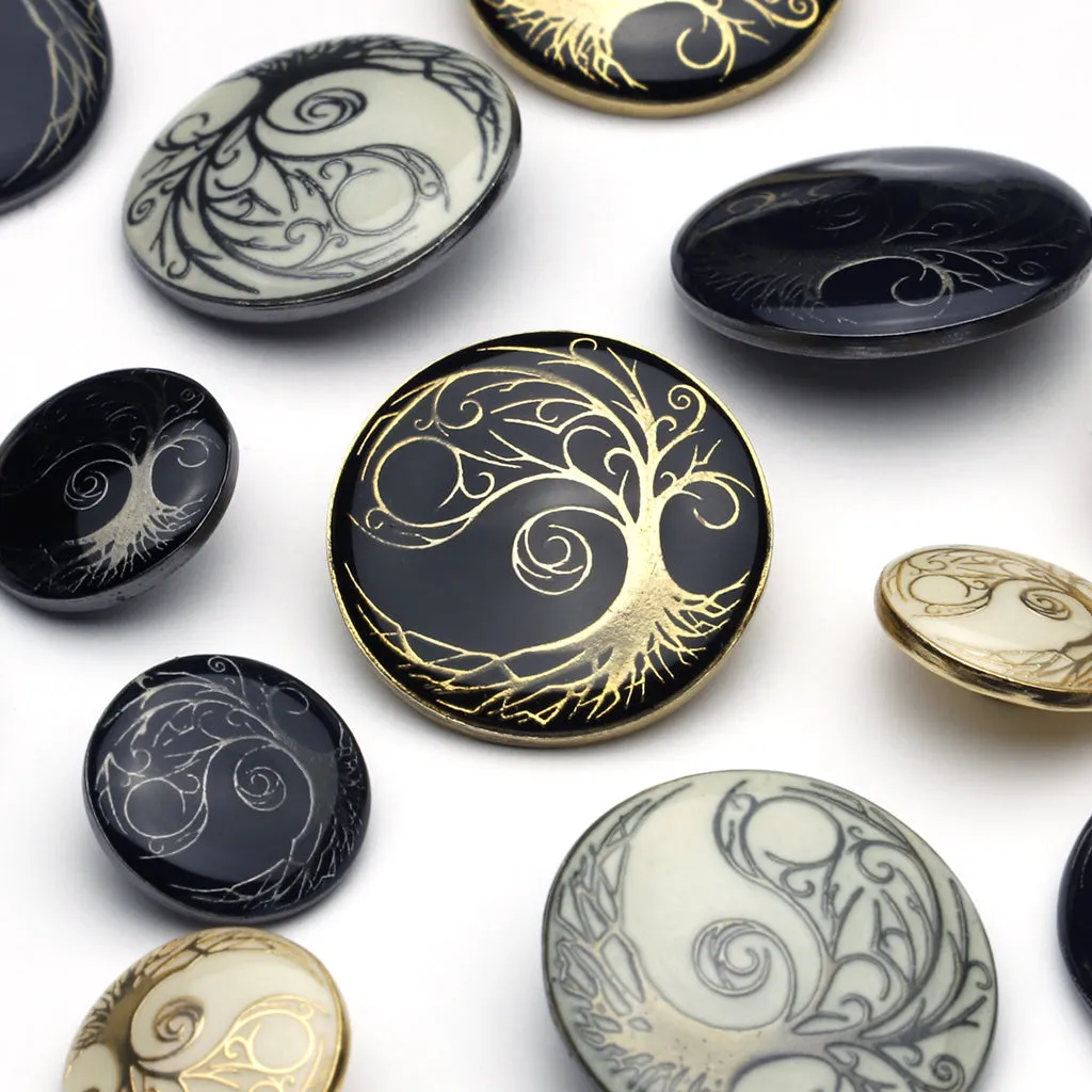 Enamel Button Black & Gunmetal