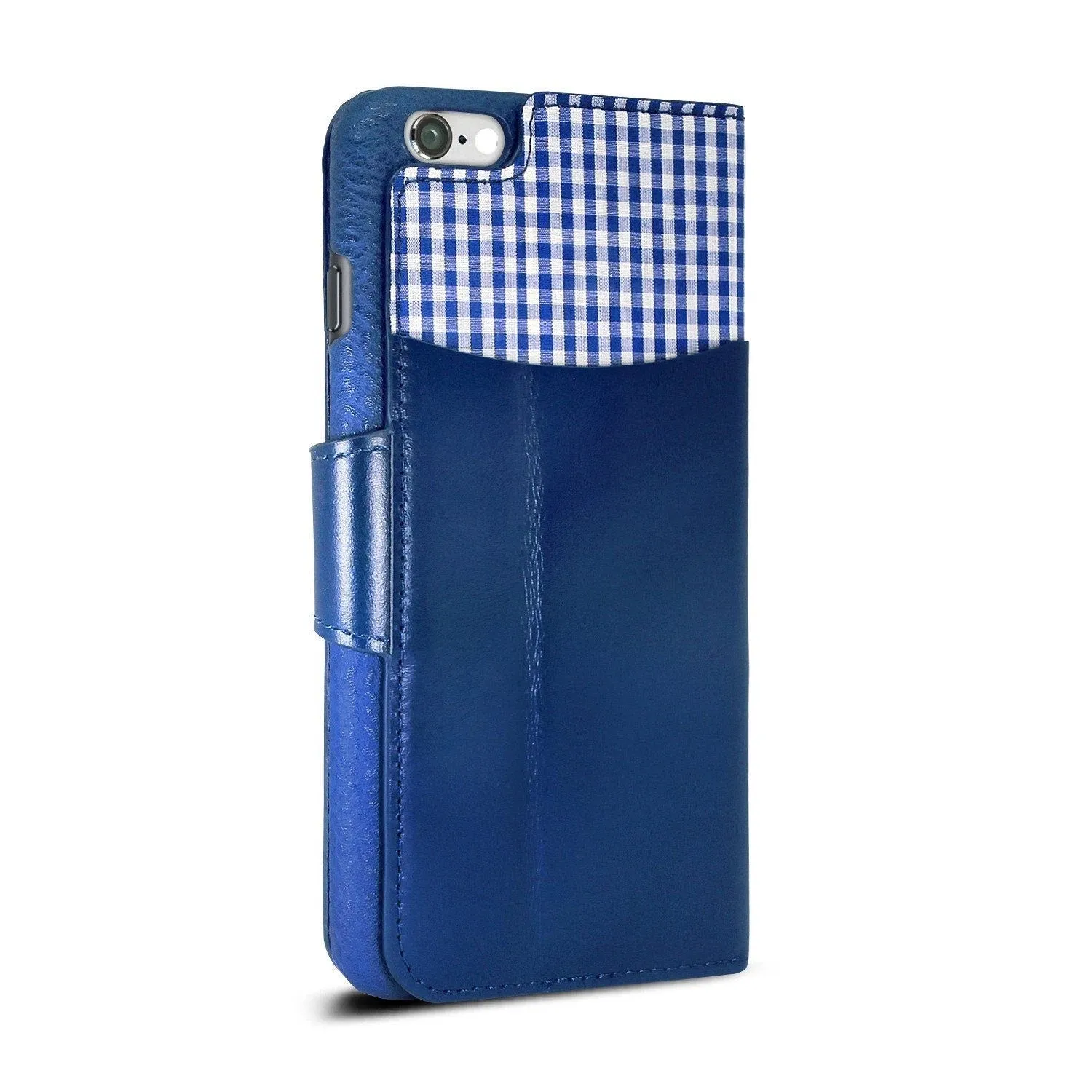 Exinoz iPhone 6S Plus Case, 100% Genuine Leather Wallet Case [BLUE] - For Apple iPhone 6 Plus and iPhone 6S Plus 5.5" Devices