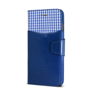 Exinoz iPhone 6S Plus Case, 100% Genuine Leather Wallet Case [BLUE] - For Apple iPhone 6 Plus and iPhone 6S Plus 5.5" Devices
