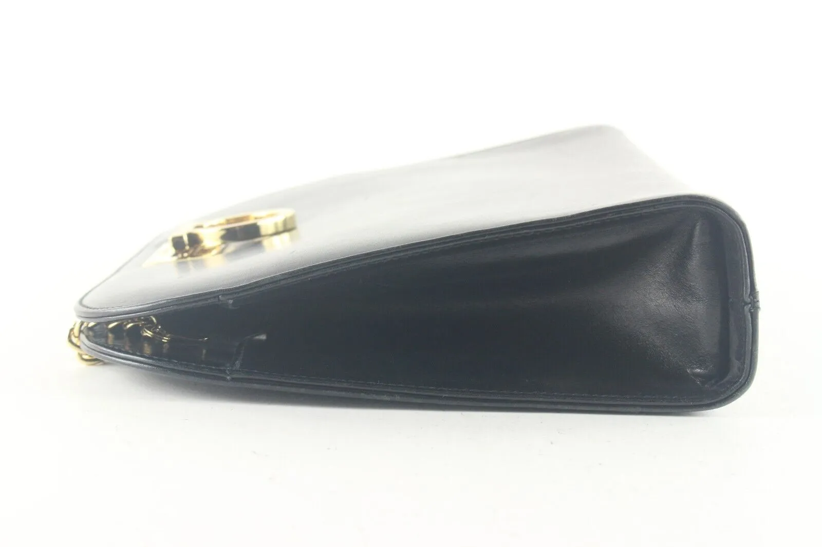 FERRAGAMO Black Leather Gancini Turnlock Chain Crossbody 1SF87K