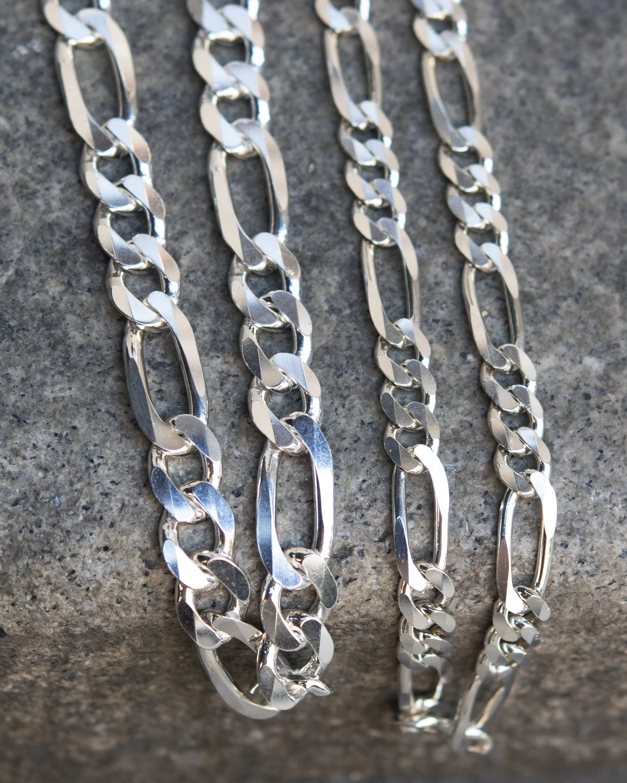 Figaro FG 8.2mm Solid Sterling Silver Necklace