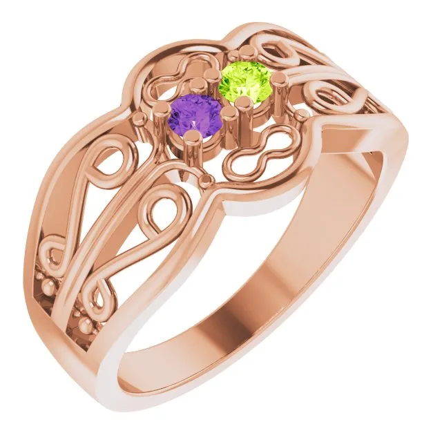 Filigree Mother's Family Birthstone Ring