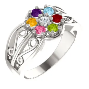 Filigree Mother's Family Birthstone Ring