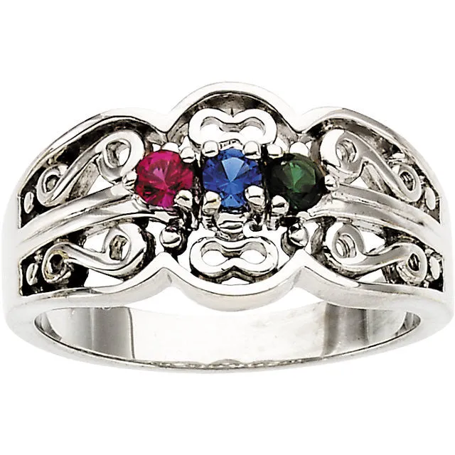 Filigree Mother's Family Birthstone Ring