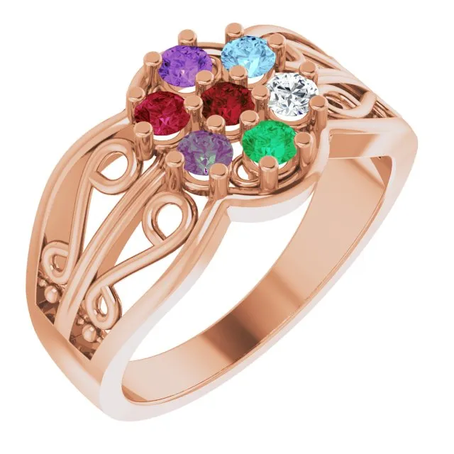Filigree Mother's Family Birthstone Ring