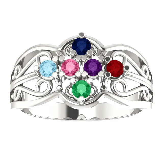 Filigree Mother's Family Birthstone Ring