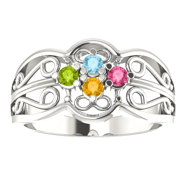 Filigree Mother's Family Birthstone Ring