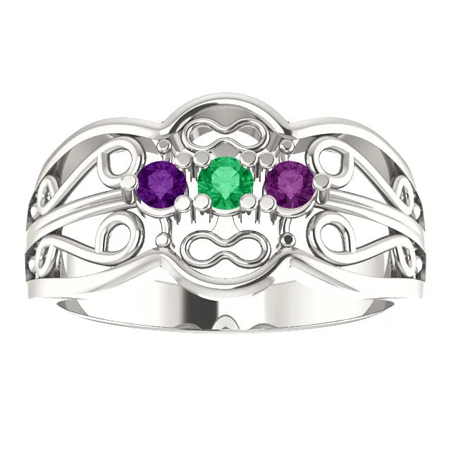 Filigree Mother's Family Birthstone Ring