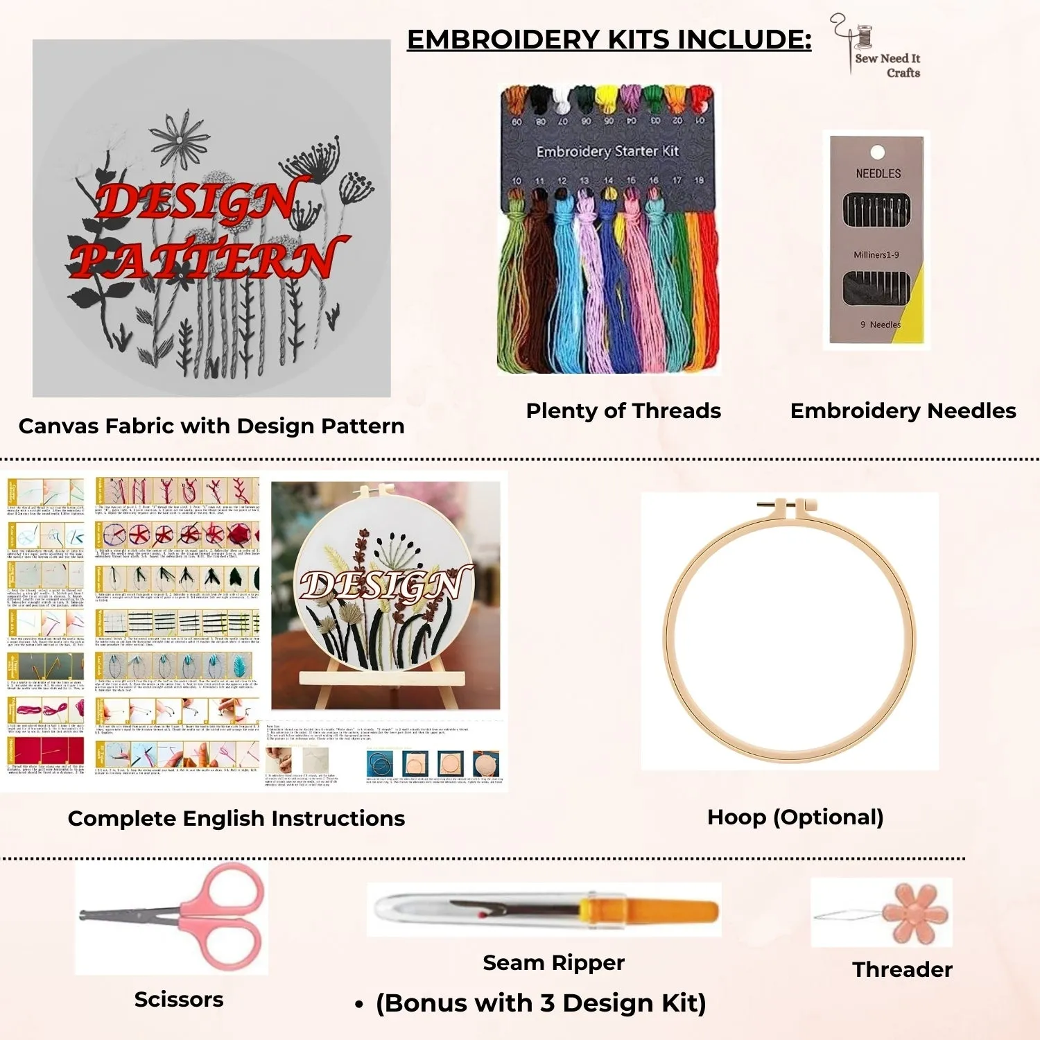 Floral DIY Embroidery Kit Set 2