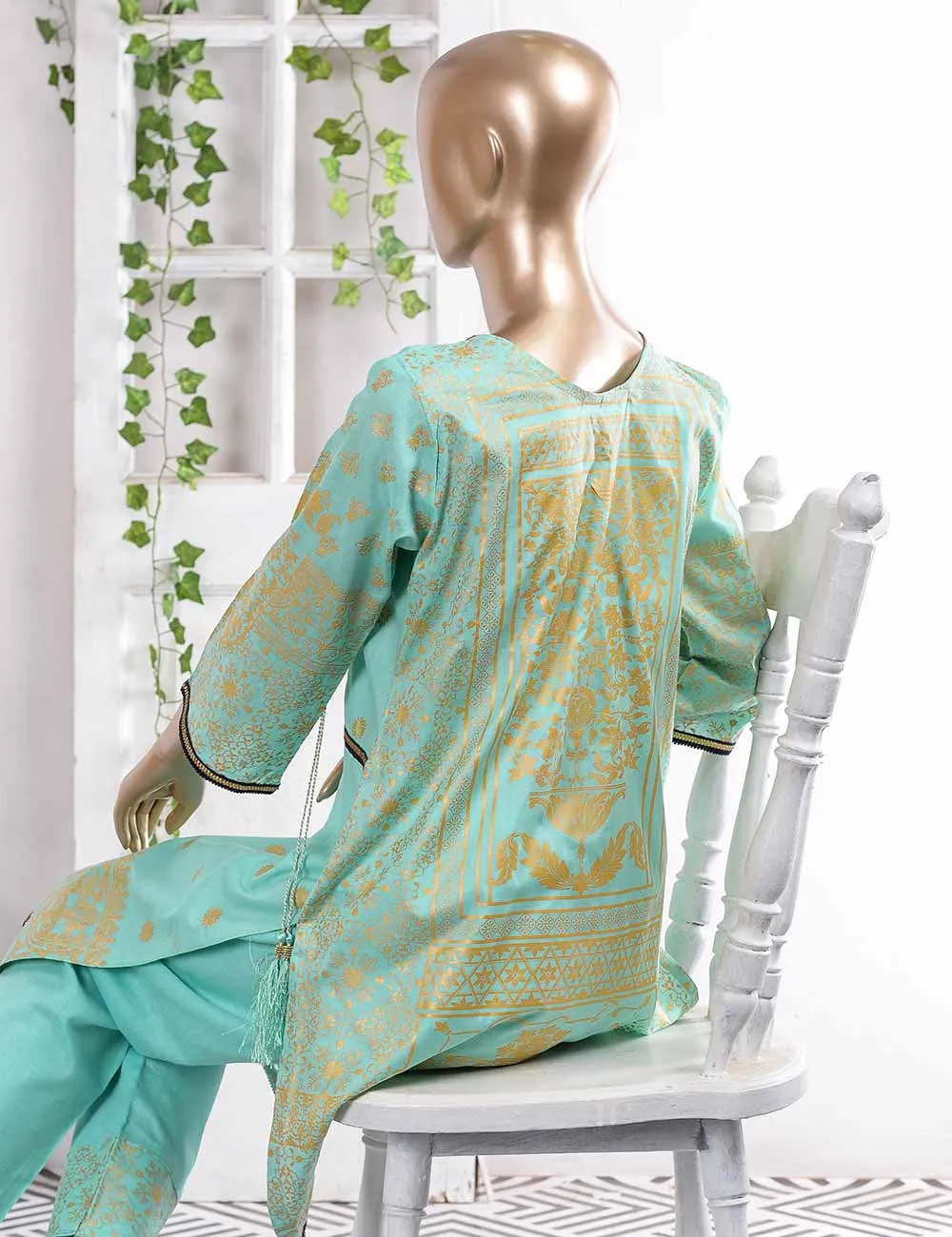 FM-2B - Cherry Blossom | 3 Pc Unstitched Gold Printed Lawn Dress