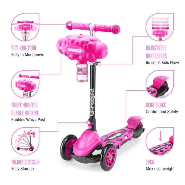 Foldable Bubble Go Tri-Scooter in Pink