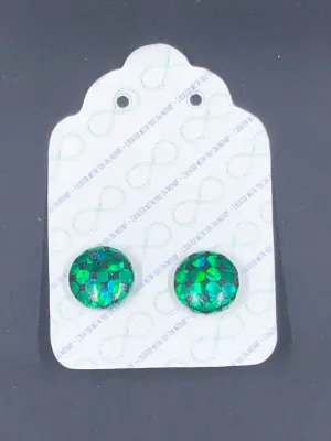 For Keeps Medium Green/Black Button Studs