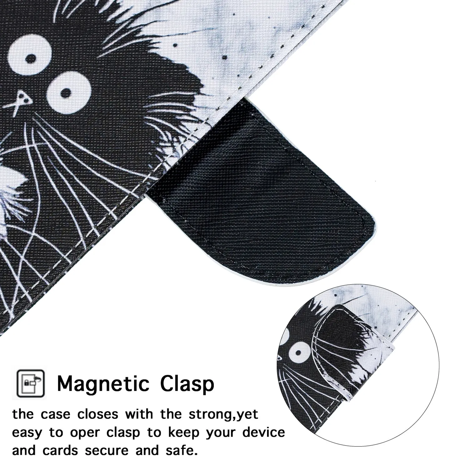 For Redmi Note 8/8 Pro Cellphone Cover Stand Function Wallet Design PU Leather Smartphone Shell Elegant Pattern Printed  Blue eyes cat