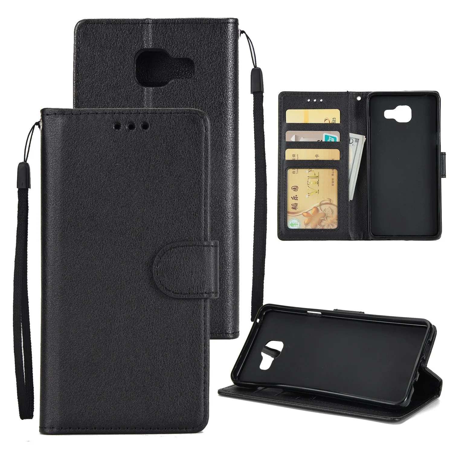 For Samsung A7 2017/A720 PU Leather Cell Phone Case Protective Cover Shell with Buckle  wine Red