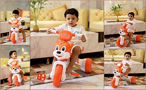 Fun Ride Charlie Cat Foldable Tricycles with Music and Lights for Boys and Girls of 2-4 Years (Pink, Weight Upto 18 Kg)