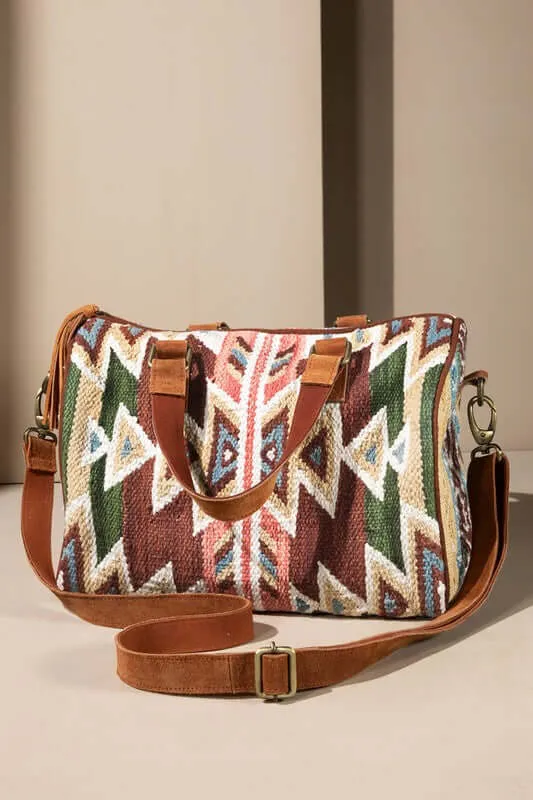 Gallatin Handwoven Western Pattern Boston Bag