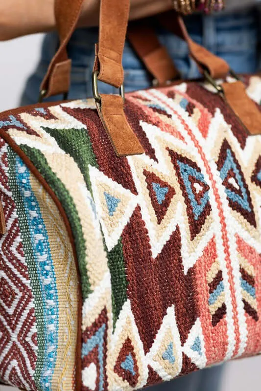 Gallatin Handwoven Western Pattern Boston Bag