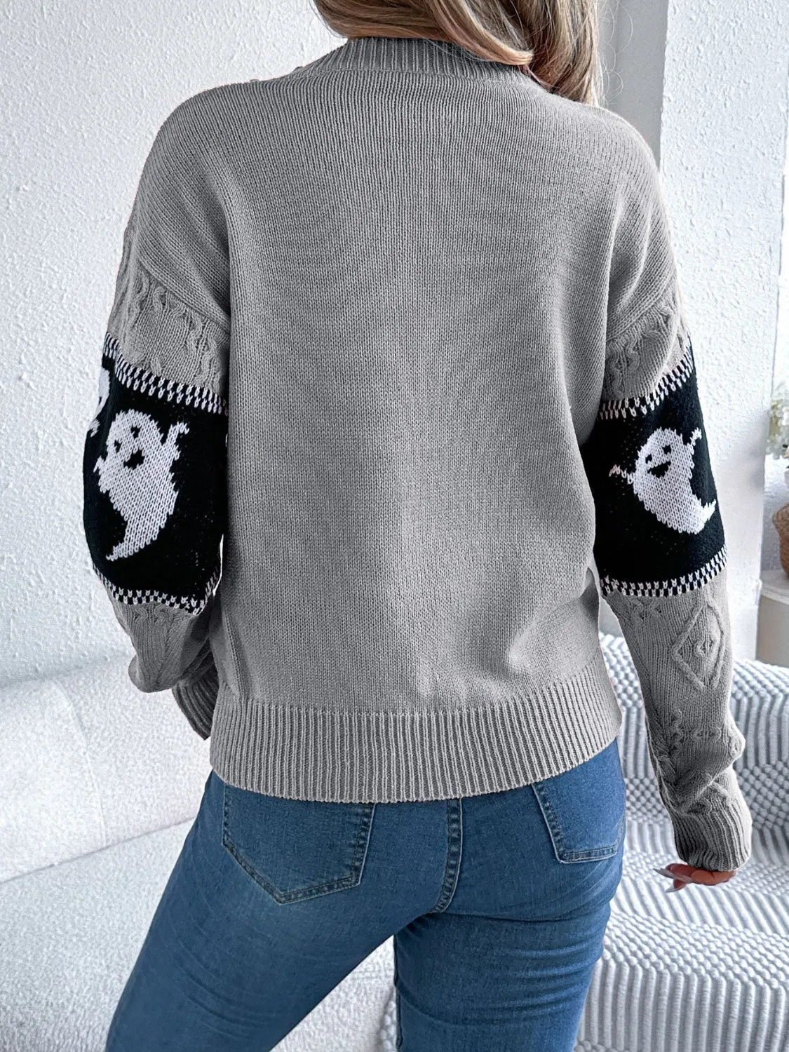 Ghost Round Neck Long Sleeve Sweater