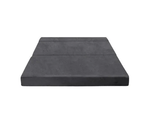 Giselle Bedding Double Size Folding Foam Mattress Portable Bed Mat Velvet Dark Grey