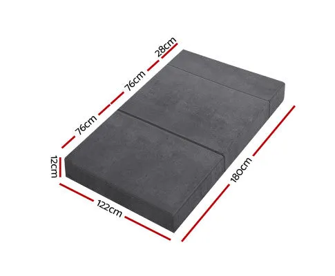 Giselle Bedding Double Size Folding Foam Mattress Portable Bed Mat Velvet Dark Grey