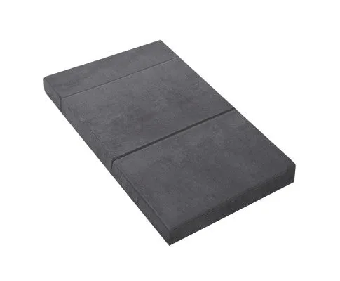 Giselle Bedding Double Size Folding Foam Mattress Portable Bed Mat Velvet Dark Grey
