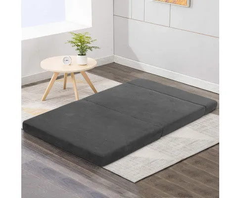Giselle Bedding Double Size Folding Foam Mattress Portable Bed Mat Velvet Dark Grey
