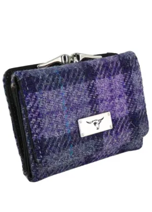 Glen Appin of Schotland Unst Harris Tweed Tartan Clasp Portemonee Wallet Purple