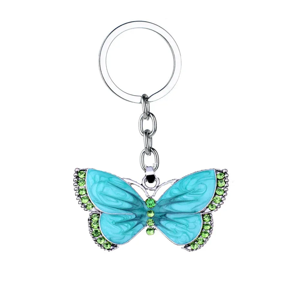 Glittering Crystal Butterfly Keychain Full Rhinestone Alloy Key Chain For Women Girl Car Handbag Bag Charm Pendant Key Ring