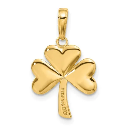 Glossy 3-Clover Shamrock Pendant (14K)