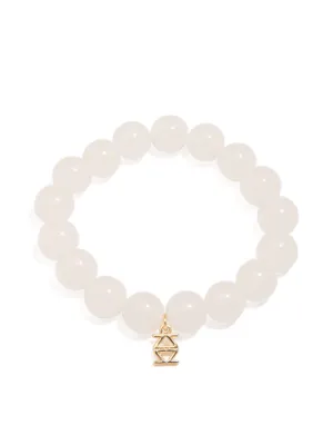Glossy Glass Bead Stretch Bracelet - White