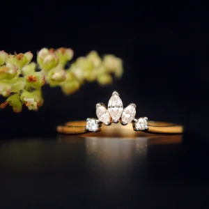 Gold Crown Curved Wedding Band