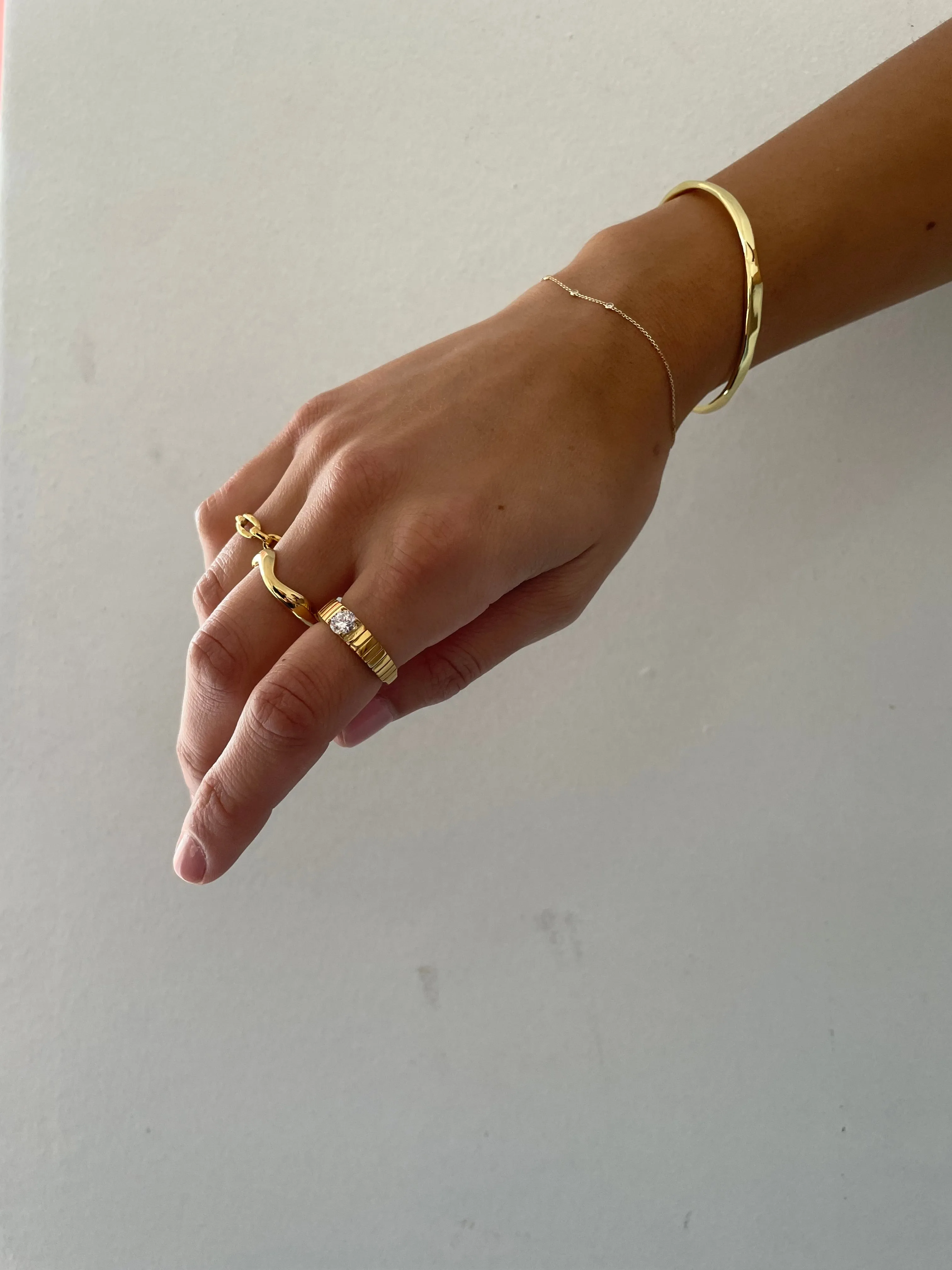 Gold Curve Adjustable Ring