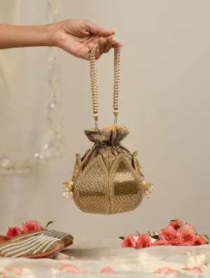 Gold Flower Potli Bag