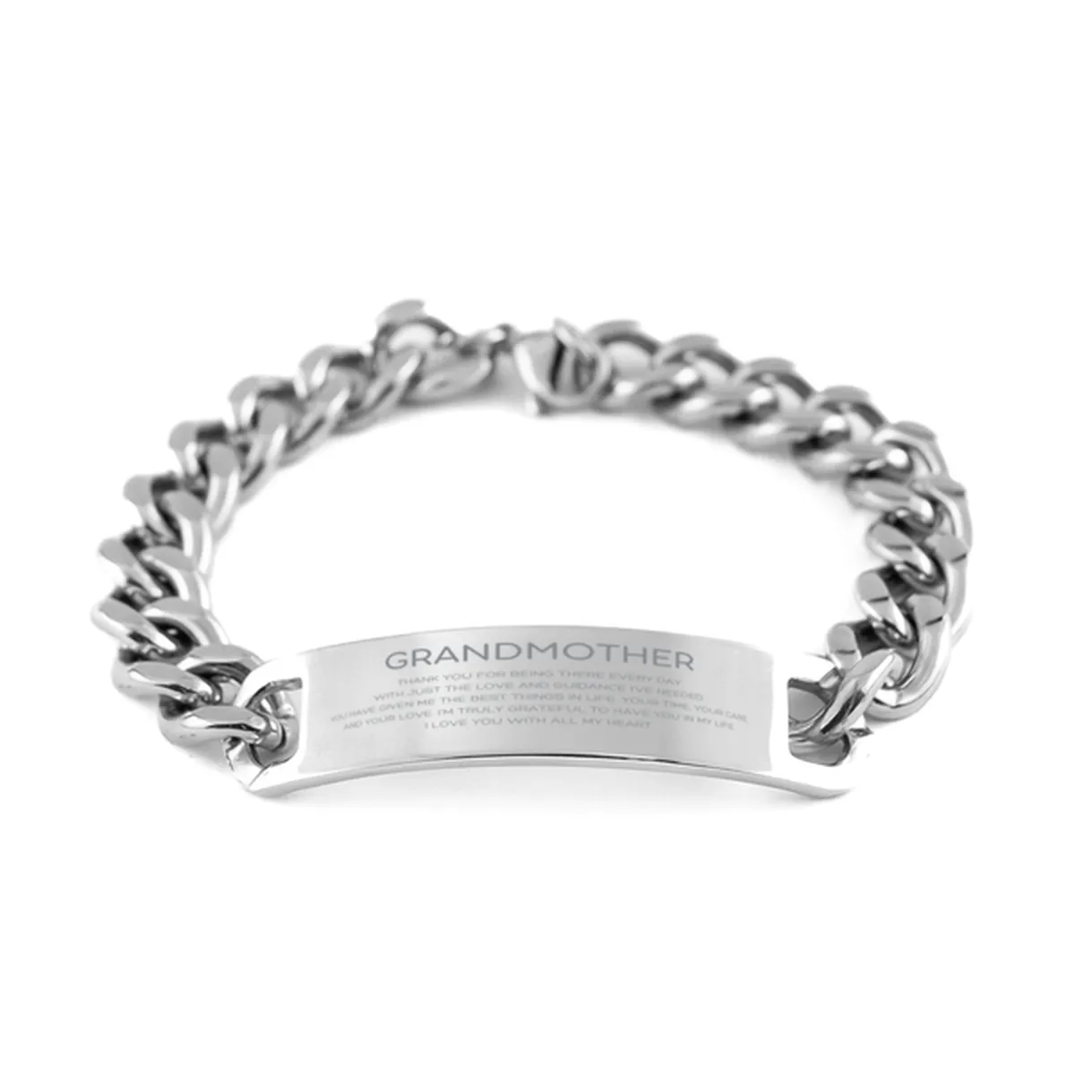 Grandmother Gifts, Thank you for being there every day, Thank You Gifts For Grandmother, Birthday Christmas Cuban Chain Stainless Steel Bracelet For Grandmother