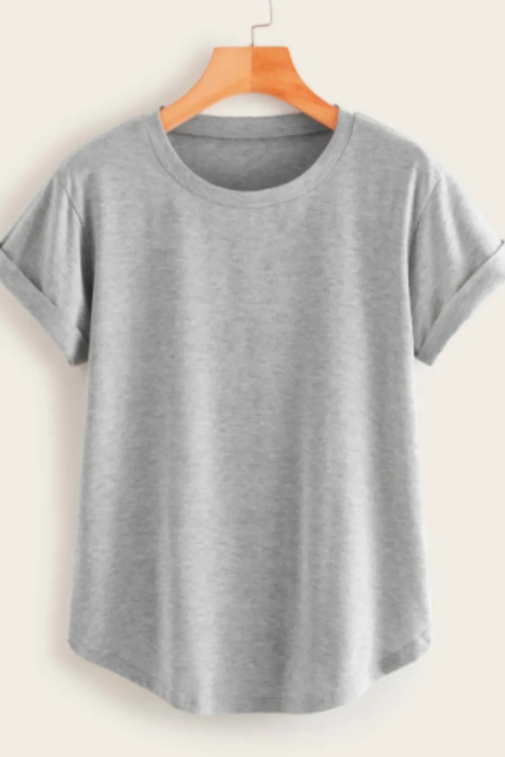 Grey Curved Hem Tee