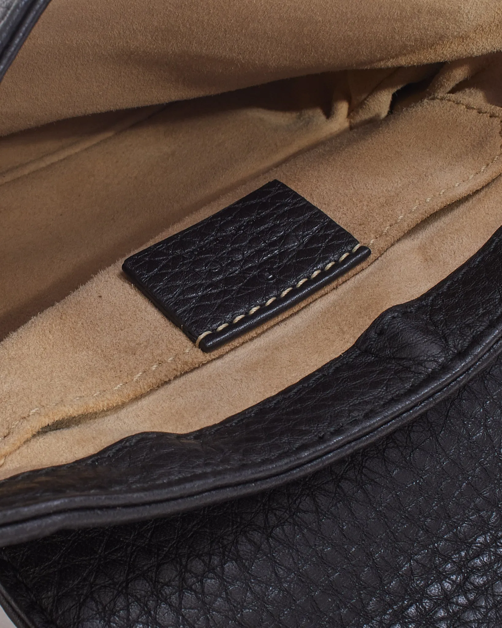 Gucci Black Pebbled Leather 1973 Small Crossbody Bag with Chain Strap