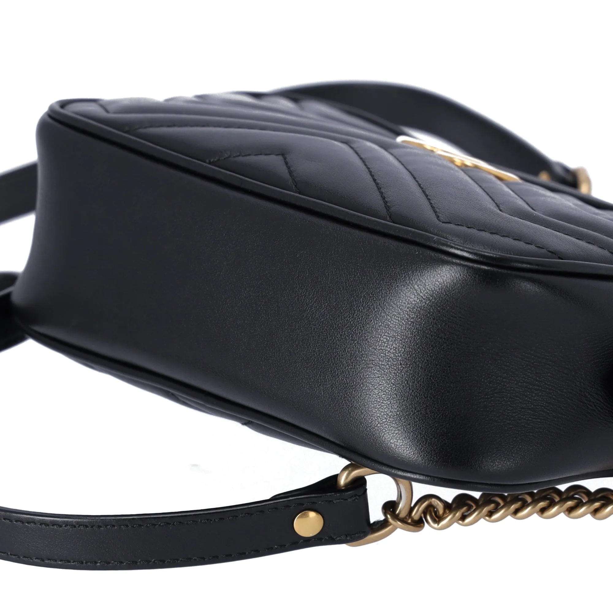 GUCCI GG Marmont Shoulder Bag 448065 Black Leather