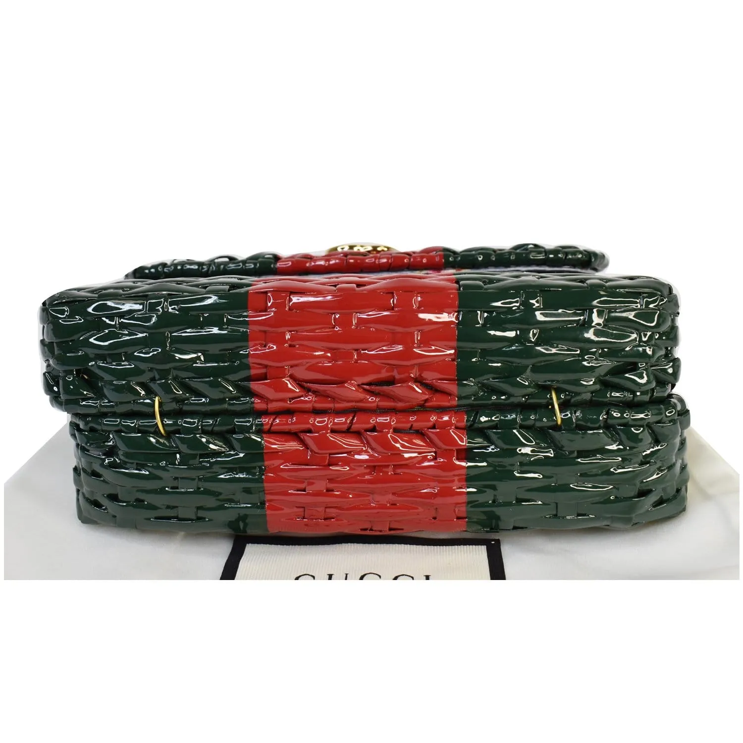 GUCCI Wicker Linea Cestino Mini Web Shoulder Bag Green 524829