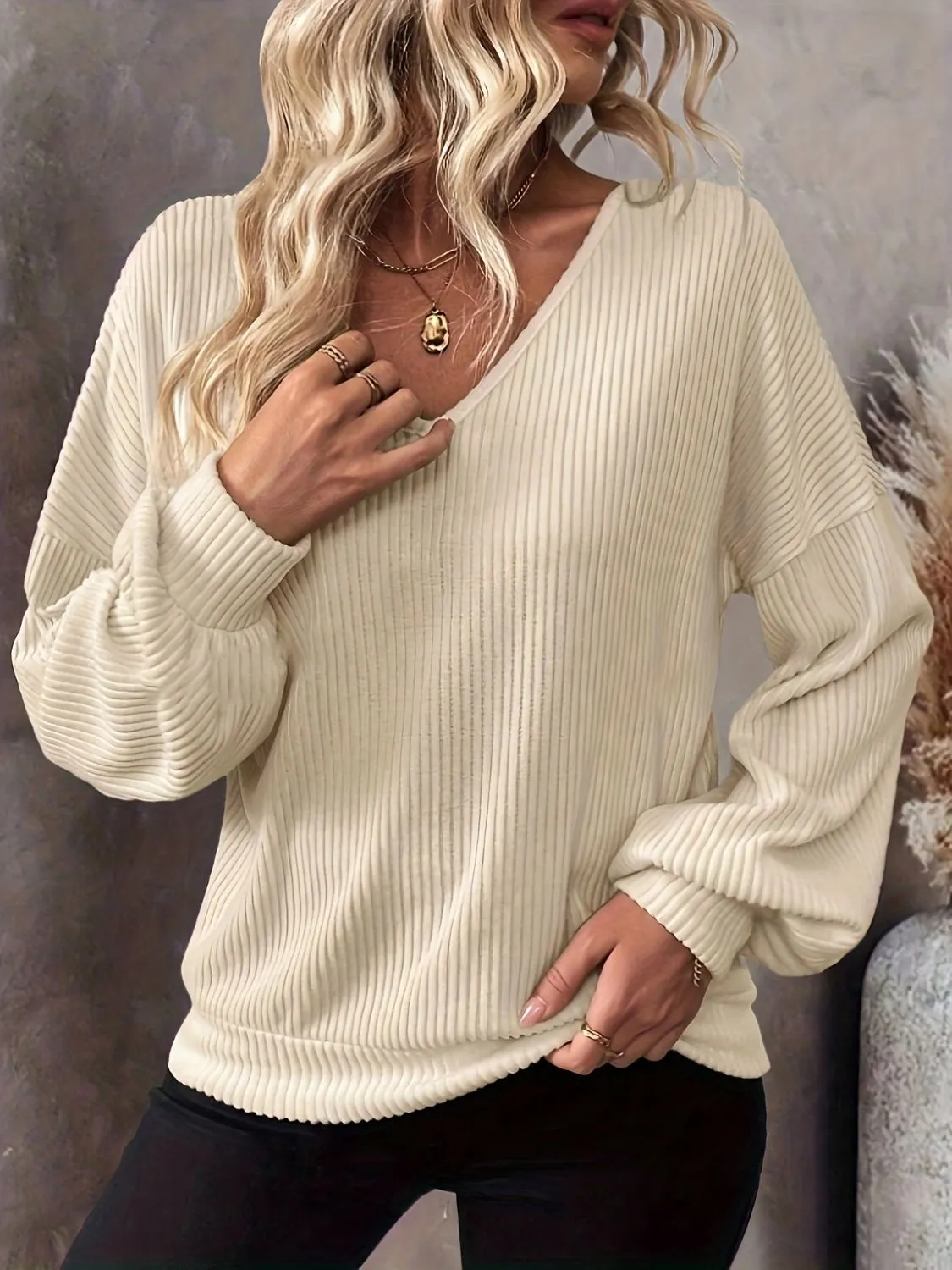 Hazel Blues® |  Bow Back V-Neck Drop Shoulder T-Shirt