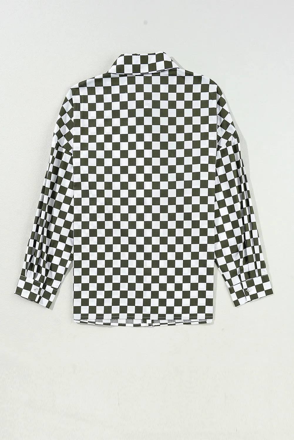 Hazel Blues® |  Checkered Collared Neck Long Sleeve Shirt