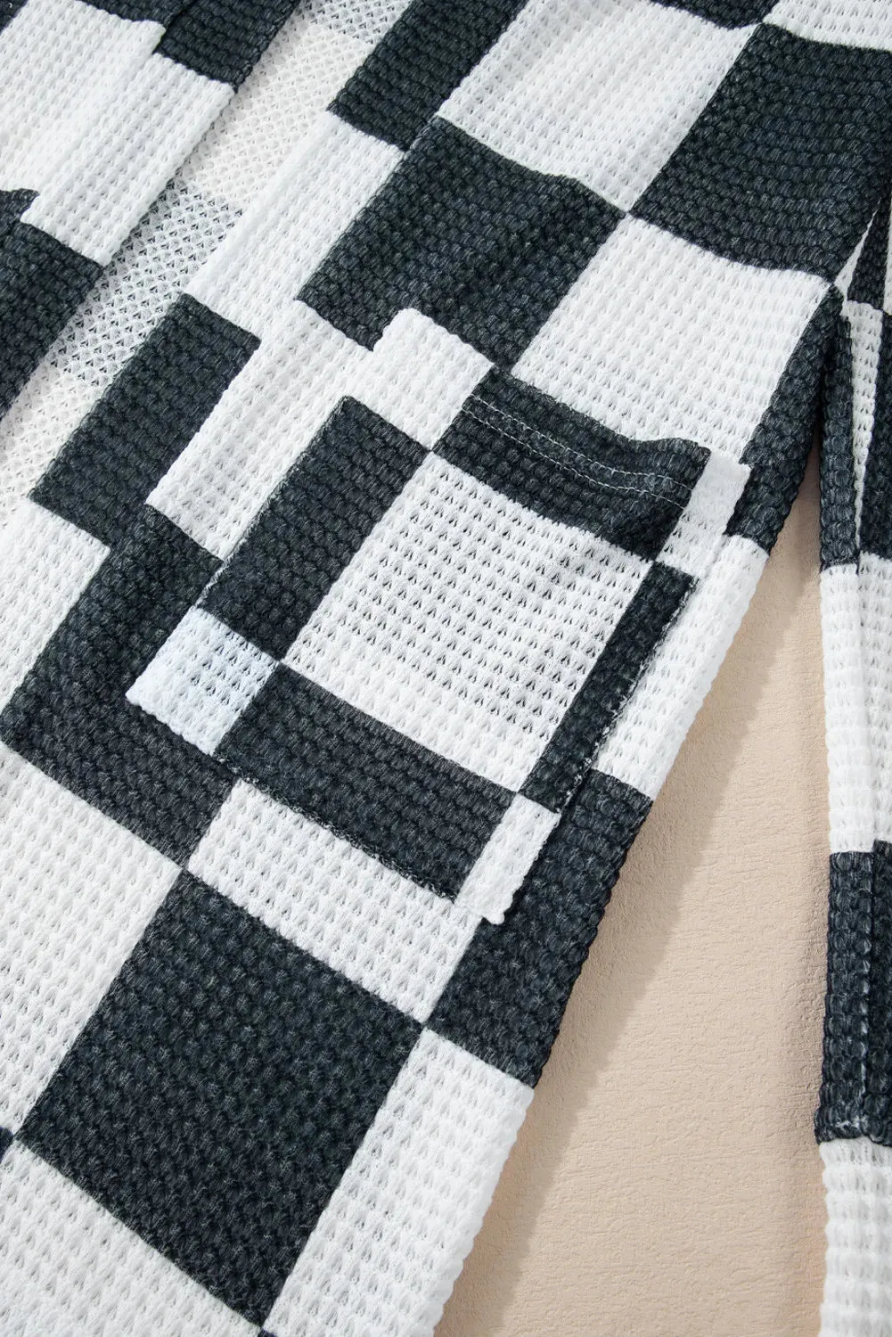 Hazel Blues® |  Checkered Open Front Long Sleeve Cover Up