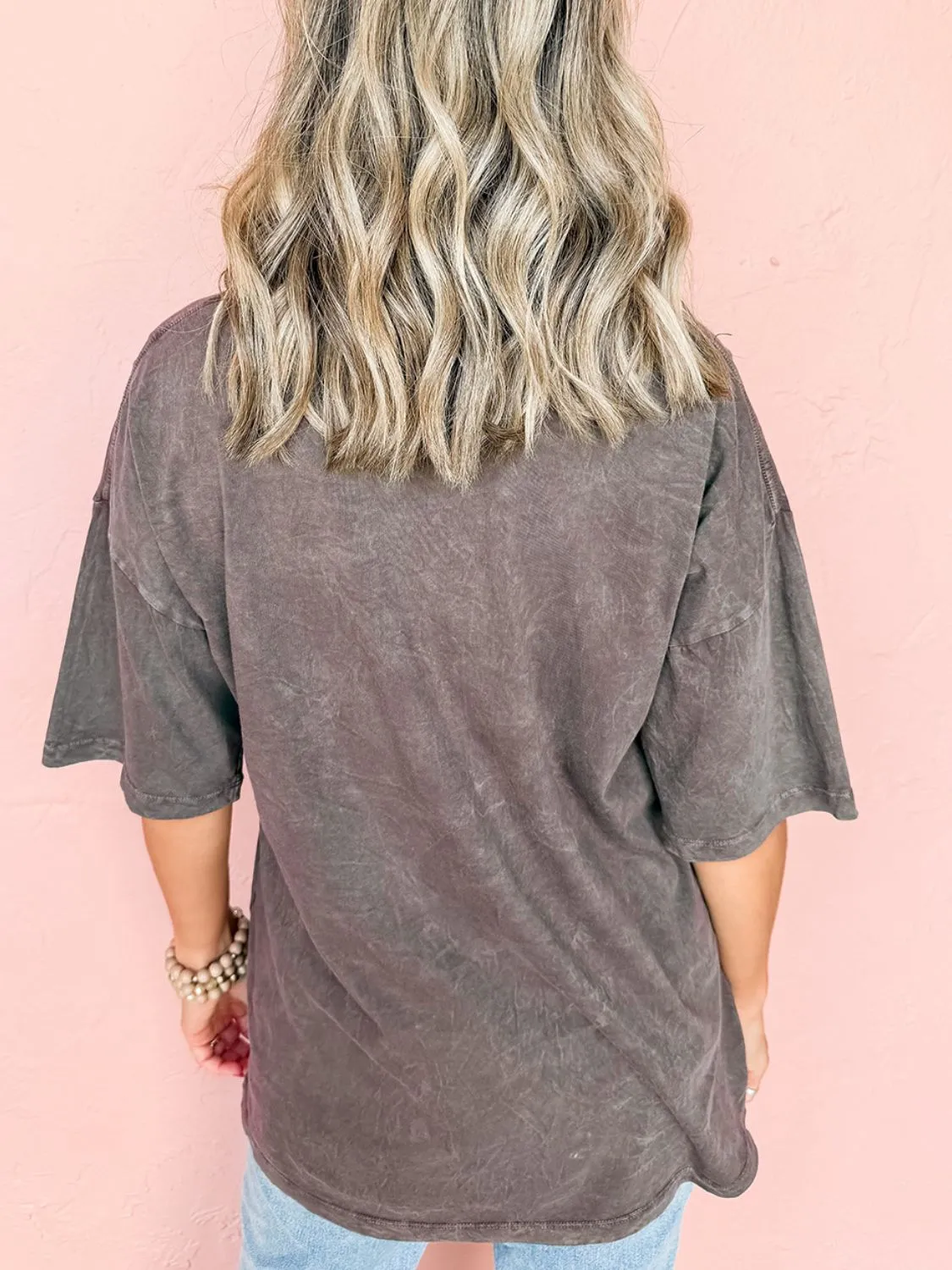 Hazel Blues® |  Cheetah Mineral Wash Round Neck Half Sleeve T-Shirt