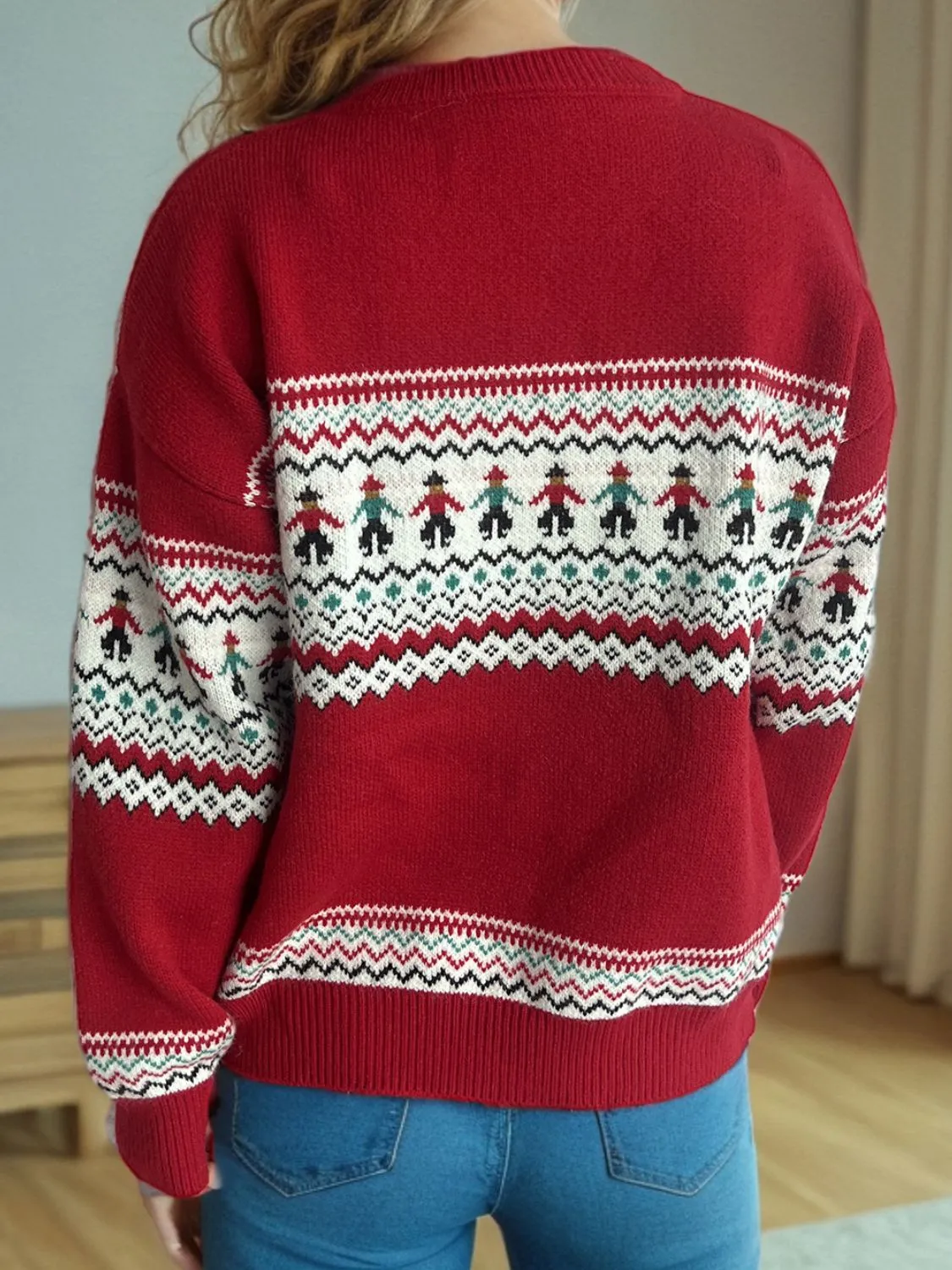 Hazel Blues® |  Contrast Round Neck Dropped Shoulder Sweater