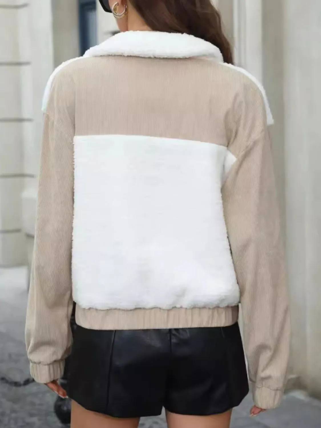 Hazel Blues® |  Contrast Zip Up Long Sleeve Jacket