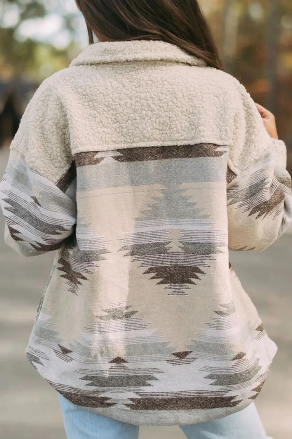 Hazel Blues® |  Geometric Button Up Long Sleep Fuzzy Jacket