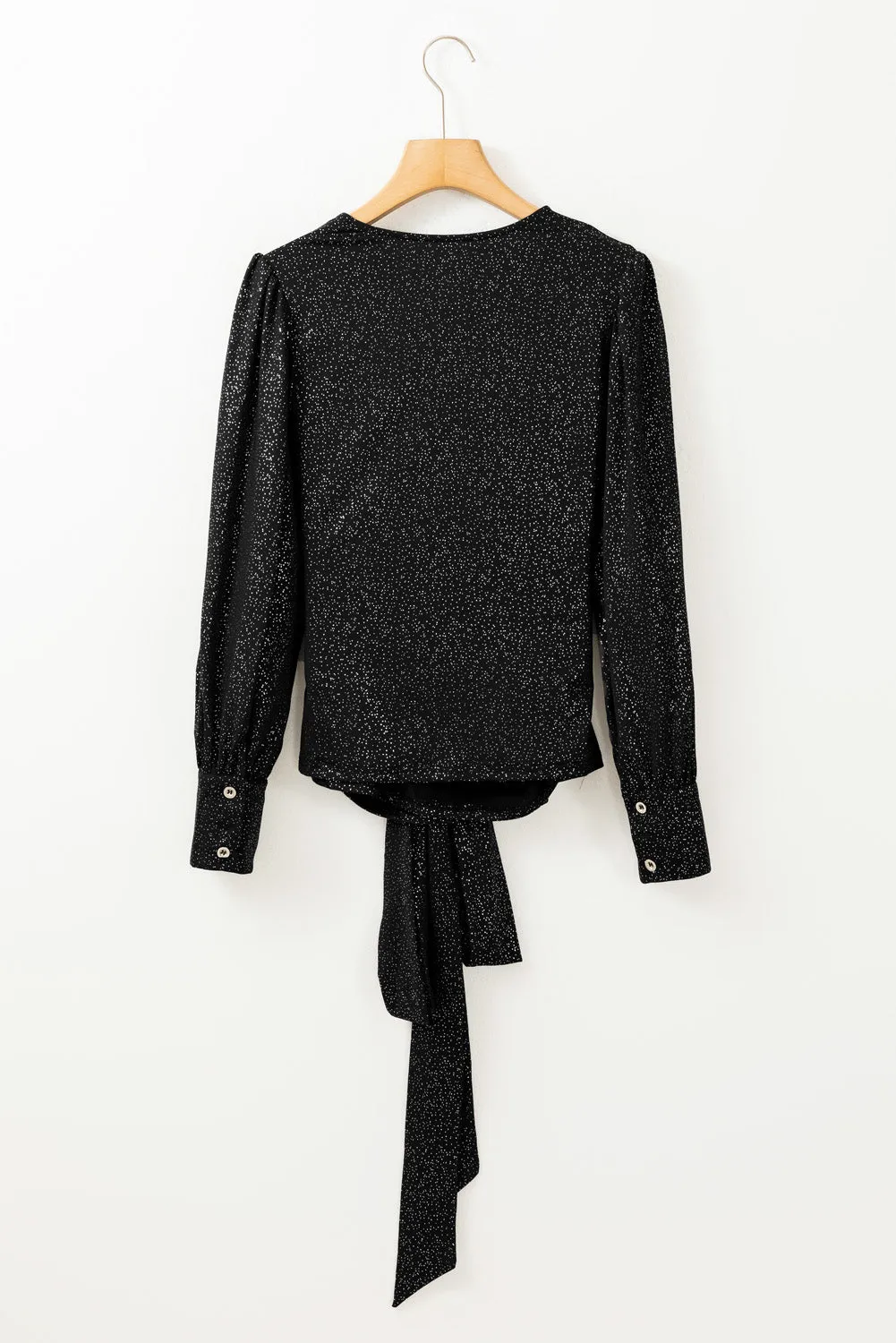 Hazel Blues® |  Glitter Surplice Long Sleeve Blouse